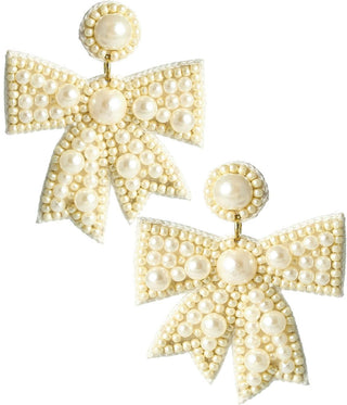 Rosie Bow Earrings in Pearl