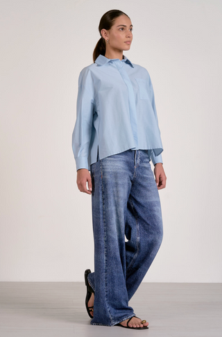 Button Down Top in Light Blue