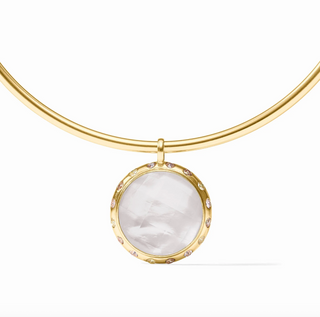 Rainbow Statement Necklace Iridescent Clear Crystal  - TS