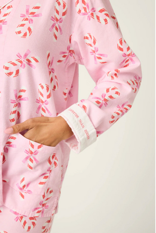 Sweeter Than Sugar 3-Piece Candy Cane Print Flannel PJ Set