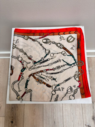 Horse Chain Print Silky Bandana