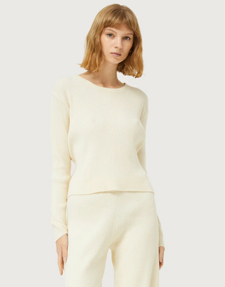 Ribbed Knit Sweater in White