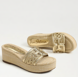 Pauleena Espadrille Sandal in Amber Gold Leather
