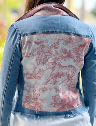Light Denim Jacket with Pink Toile