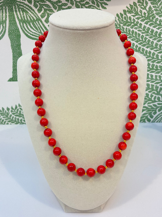 Color Pop Necklace-Red/Gold Silk