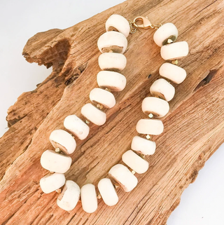 Jumbo Tribal Statement Necklace in Cream