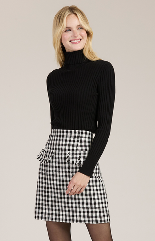 Ashley Check Skirt in Black/White
