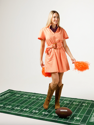 Brooke Dress in Orange/White Gingham