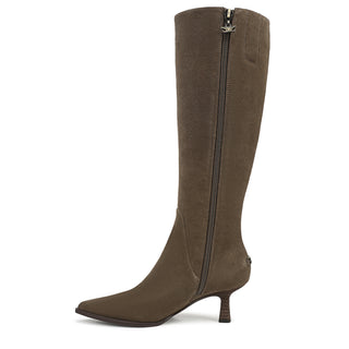 Yulia Knee High Boots in Olive Wood Suede