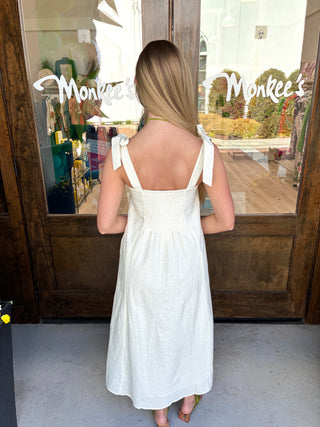 Tie Stripe Maxi Dress in White/Green