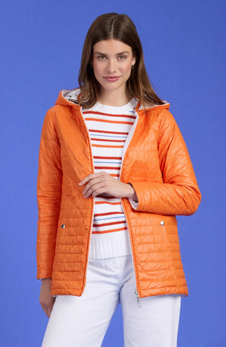 Martha Reversible Puffer Jacket in Mandarin Orange