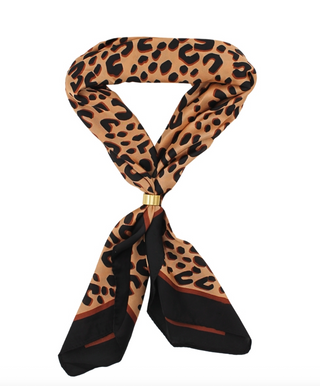 Metal Ring Scarf Bolo Necklace in Leopard