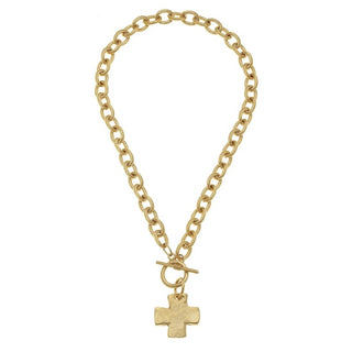 Gold Cross Toggle Necklace