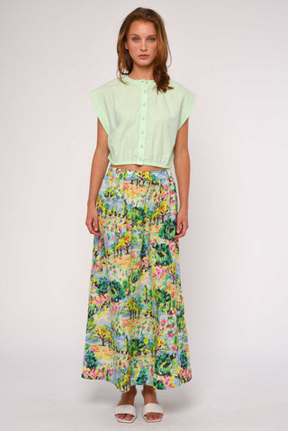 Porto Maxi Skirt in Giverny Garden Print