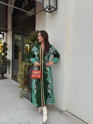 Riley Caftan in Teal Floral