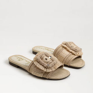 Bambi Playa Slide Sandal in Summer Sand/Multi Faux Raffia