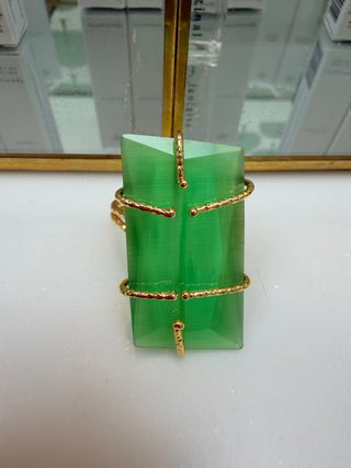 The Rita LUXE Rectangle Stone Ring Lime