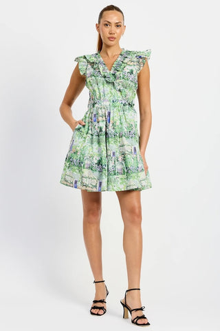 Molly Mini Dress in Green Violet