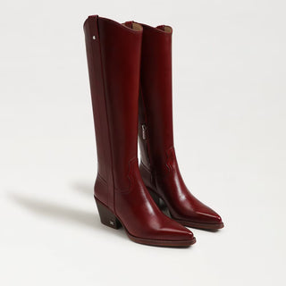 Wyatt Knee High Boot in Deep Scarlett Patent Leather