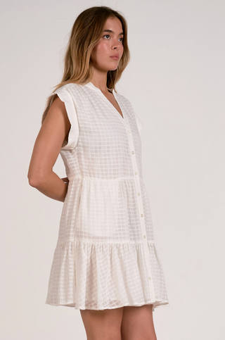 Capped Sleeve Mini Dress in White