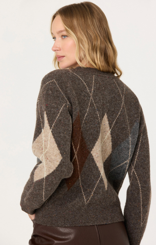 Terri Sweater in Grey Brown Argyle