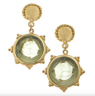Venetian Glass Horse Head Intaglio Drop Earrings