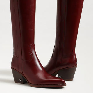 Wyatt Knee High Boot in Deep Scarlett Patent Leather