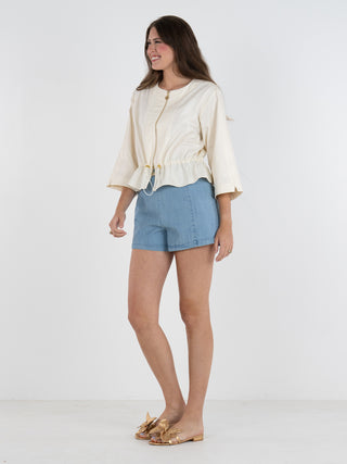 Long sleeve ivory top zip-up