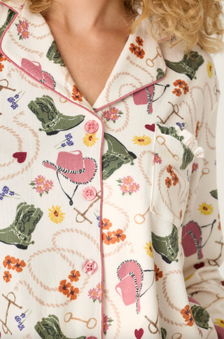 Saddle Up Western Print Long Sleeve PJ Set