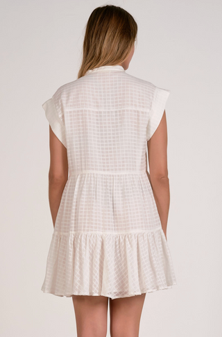 Capped Sleeve Mini Dress in White