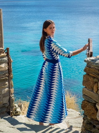 Eloise Dress in Triangle Ocean