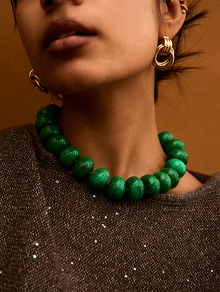 Joan Semi-Precious Necklace in Dark Green
