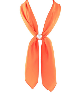 Accented Pearl Long Scarf Necklace in Orange