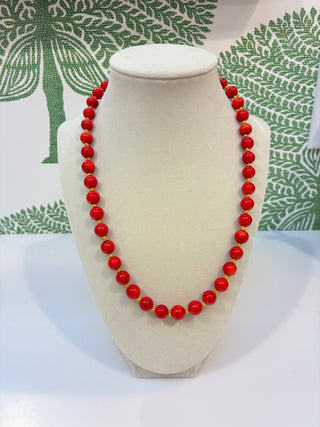 Color Pop Necklace-Red/Gold Silk