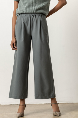 Wide Leg Pull On Pant in Slate