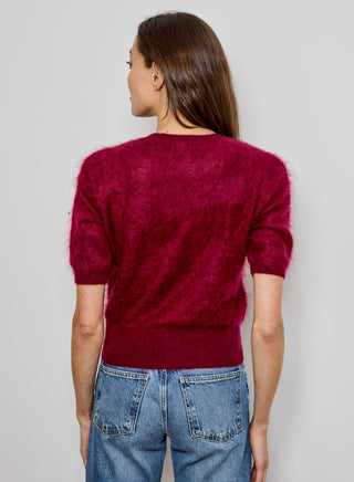 Short Sleeve Brushed Sweater in Barolo