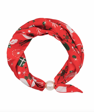 Christmas Theme w/Pearl Scarf Necklace in Red/Rudolph