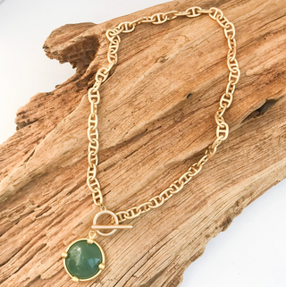 Gemstone Pendant on Helix Necklace in Aventurine