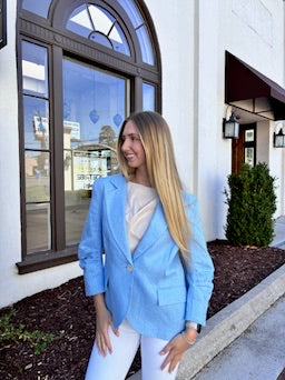 Taylor Linen Jacket in Vista Blue
