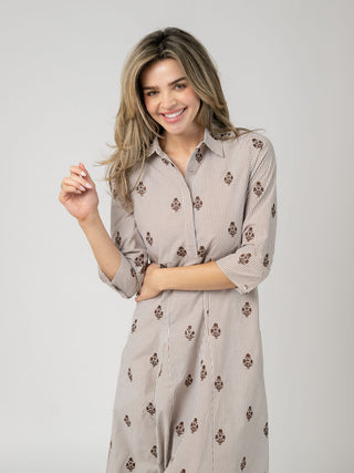 Alexa Dress in Brown Stripe