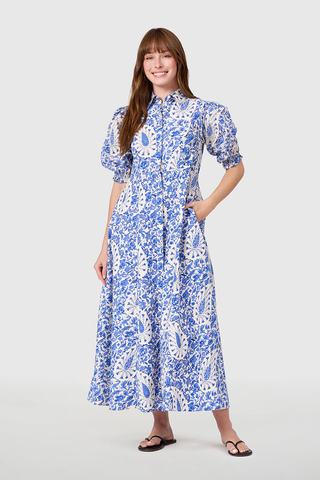 Rosie Shirtdress in Steel Paisley