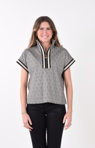 Poppy Pullover in Black Tonal Monogram