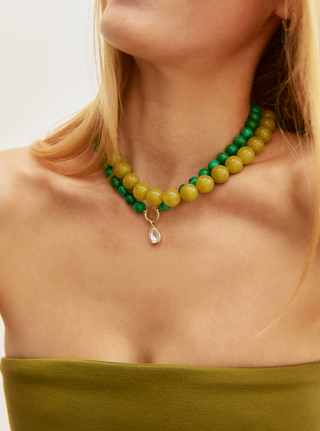 Mini Jane Beaded Necklace in Olive