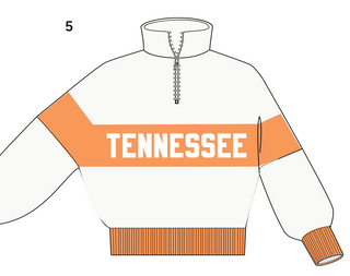 Madison Tennessee Quarter Zip in Ivory/Orange Block