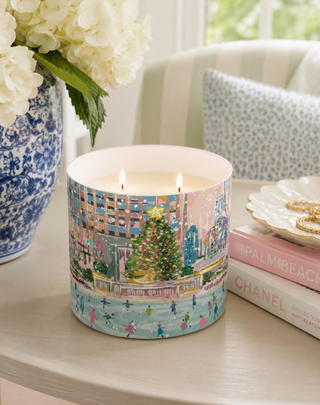 Christmas Time City Hand Illustrated Soy Candle Double Wick
