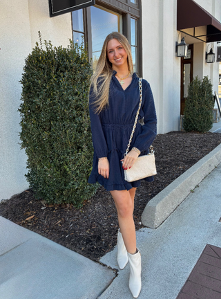 Split Neck Tiered Dress in Galaxy