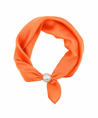 Accented Pearl Scarf Choker in Orange