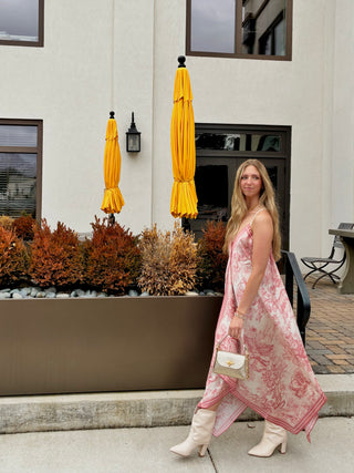 Scarf Dress in Pink Toile