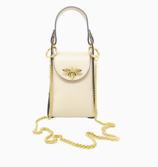 Ivory Genuine Italian Leather Butterfly Clutch + Crossbody