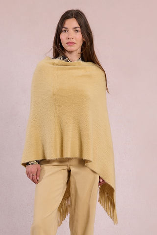 Ladies Knitted Poncho in Beige
